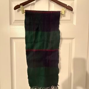 Plaid Wool Scarf in Green and Purple